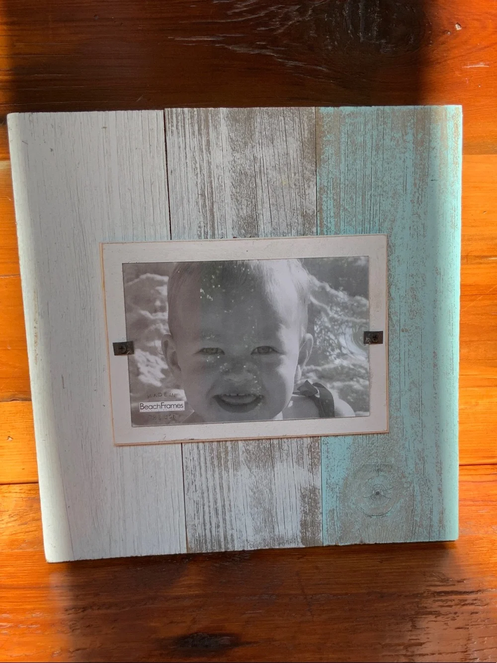 🌱 New Beach Frames Rustic White & Aqua Wood Picture Frame